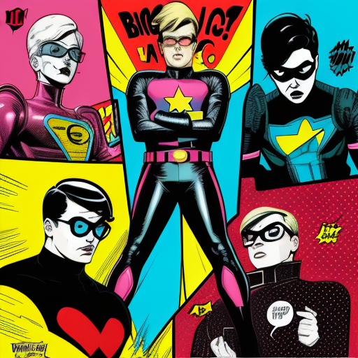 high contrast comic book style art, retro pop art, comic art, clean lines, bright colors --v 4 "I a...