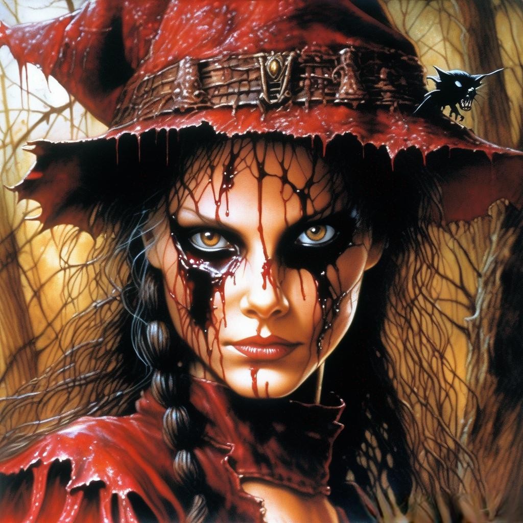A portrait poster of a female witch, witchcraft, soft lighting glow, dream like, tears of blood, in ...