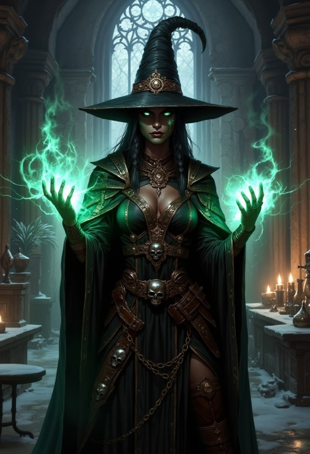 An atmospheric and powerful dark fantasy, natural organic and impressionist classical-style painting of a dark skinned f
