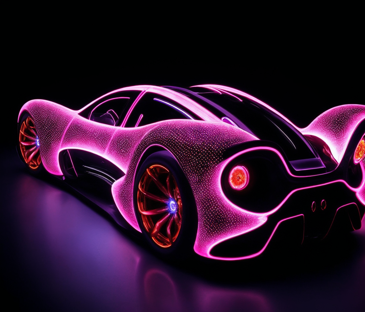 dreamscape (glowing nepenthes inspired sport car in shape of nepenthes illuminated ), engine . surre...