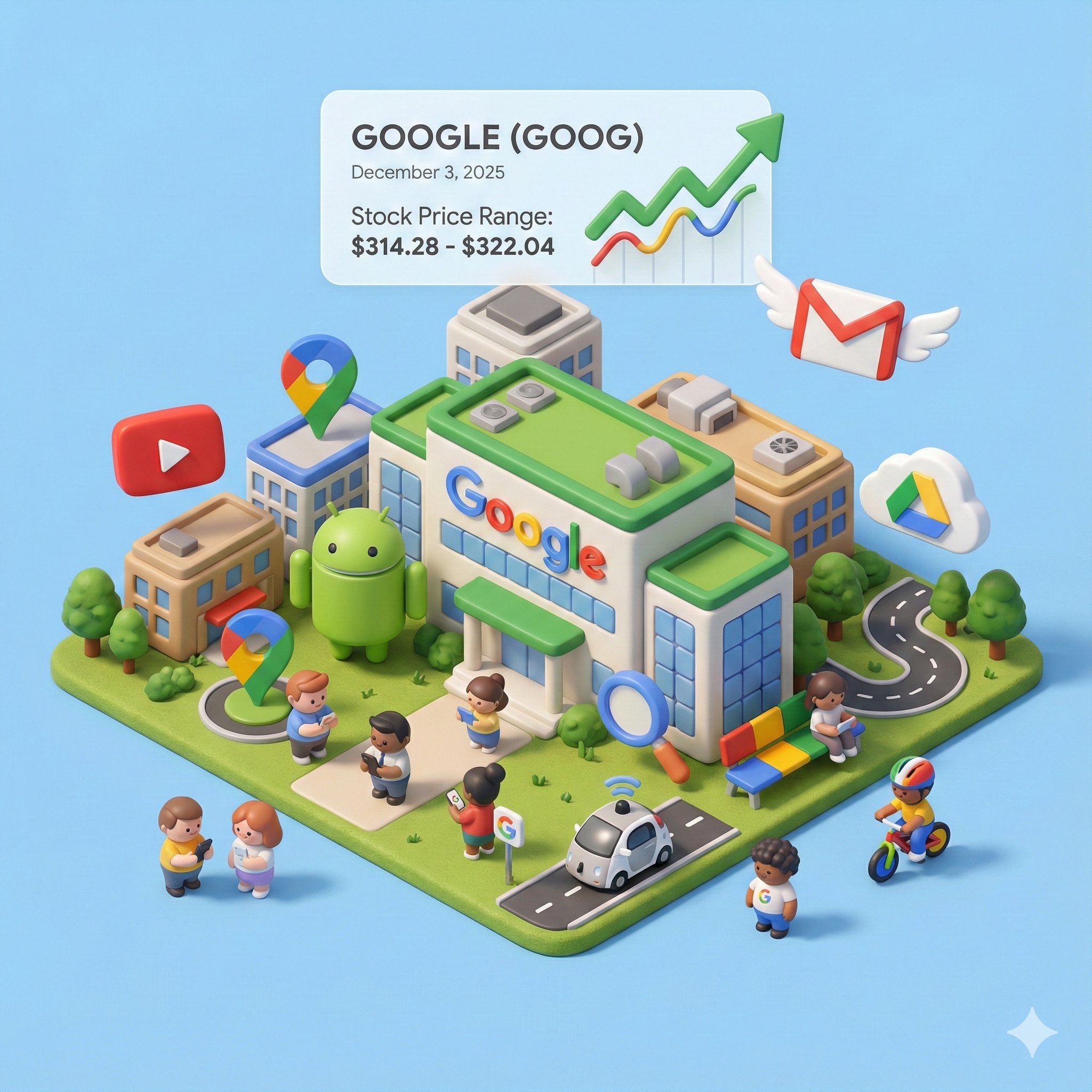 Google (GOOG) Stock Price & Tech City 3D Render