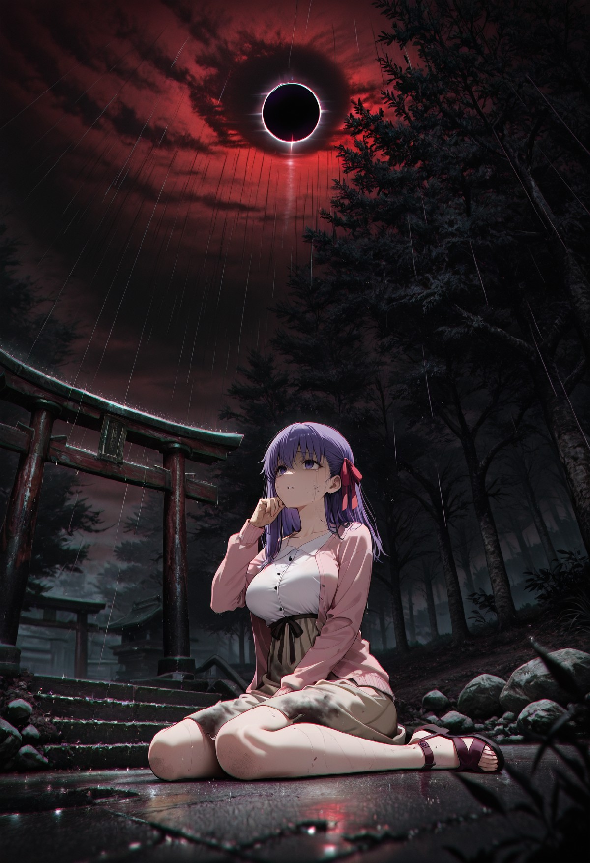 amazing quality, scenery, very awa, anime, dutch angle, wide shot, from below, 1girl, beautiful face, perfect eyes, deta