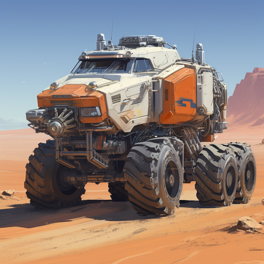Design futuristic vehicles, aircraft, or transportation concepts through AI-generated imagery, explo...