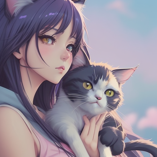 a close up of a person with a cat on their shoulder, beautiful anime catgirl, anime catgirl, anime v...