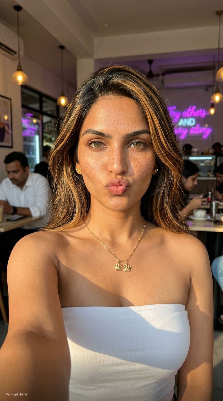 { "image_analysis": { "type": "Realistic Selfie / Portrait", "vibe": "Candid, Sunkissed, Golden Hour...