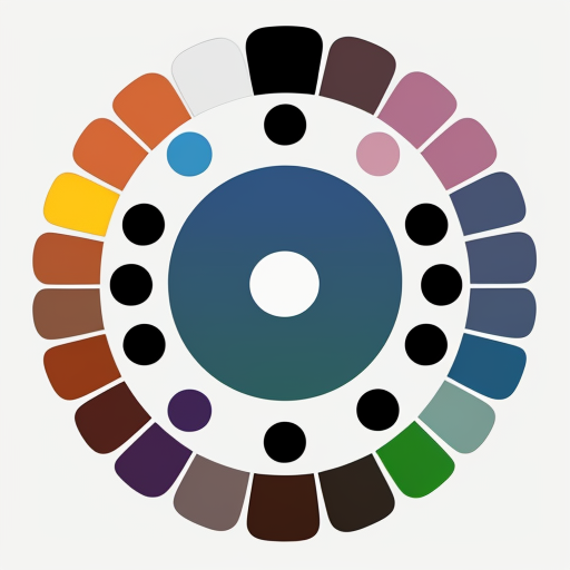 cartoon style flat Pie chart with circle in the middle and 8 equal sized slices each with different ...