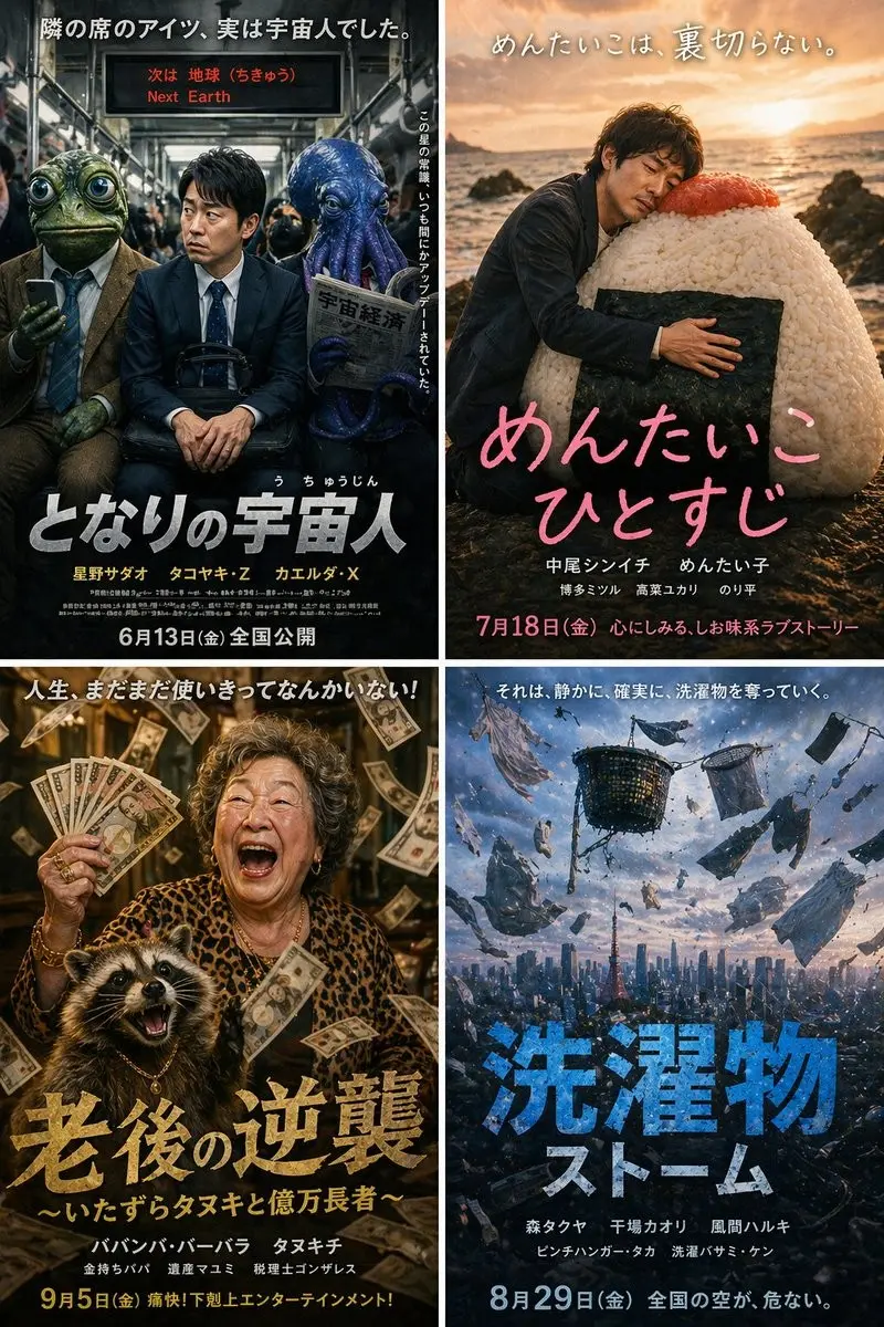 隣の宇宙人、めんたいこ、老後の逆襲、洗濯物ストー