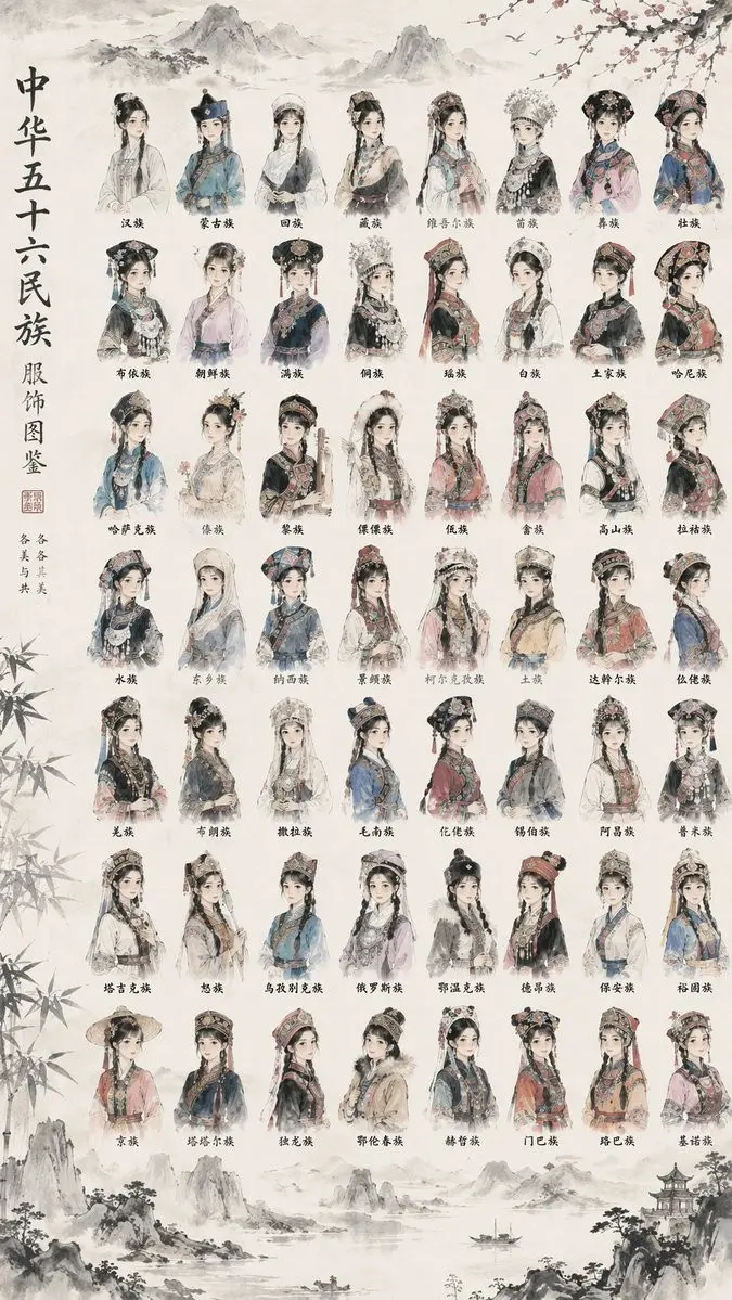 Illustrated Reference of 56 Ethnic Costumes